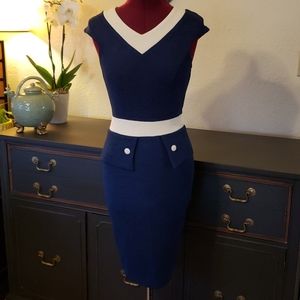 Machine Washable 1940s inspired peplum dress